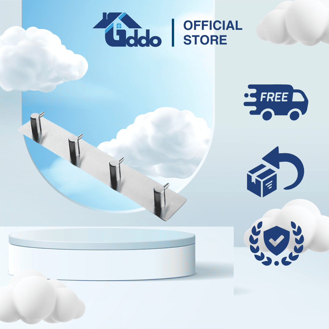 Thanh INOX SUS304 4 chấu treo quần áo, khăn tắm Dán Tường Keo 3M - TIDDO